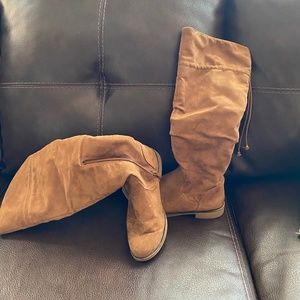 Girls Faux Suede Tall Slouch Boots